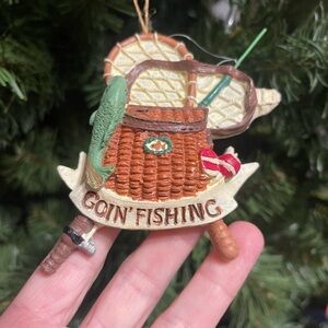 Goin' Fishing Brown and Green Fish Ornament